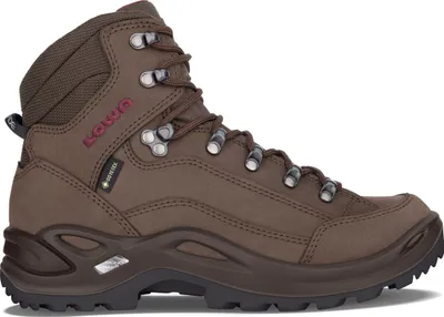 A single brown hiking boot is shown against a white background.