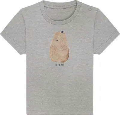 Produktbild von Mr. & Mrs. Panda Organic Baby Shirt Murmeltier 24. - 36. Monat - Heather Grey - Geschenk, Lustige Sprüche, Babyshirt, , Respekt, Oberteil, Fröhlichkeit, Freundlichkeit
