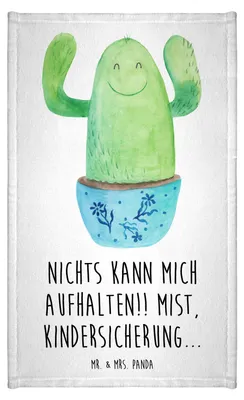 Produktbild von Mr. & Mrs. Panda Handtuch Kaktus Happy - Weiß - Geschenk, Motivation, Familie, Klein, gäste wc, Spruch, Mutter, Gästetuch, Baumwollhandtuch, Ausbildung, Kakteen