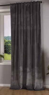 Produktbild von Verdunkelung Vorhang »Milano« Samt blickdicht Schlaufenband Tunneldurchzug Blackout Bügelband kürzbar Grau 1 Stück HxB 280x135 cm, 20357