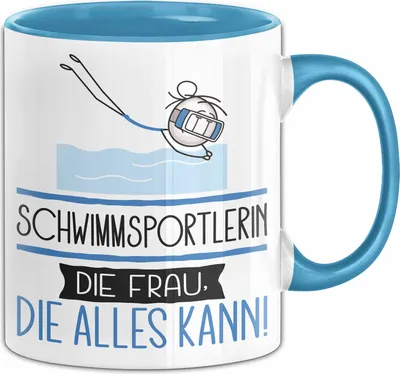 Produktbild von Schwimmsportlerin Geschenk Tasse Becher Die Frau Die Allen Kann Geschenkidee für eine Schwimmsportlerin Lustig (Blau)