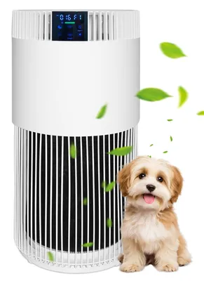 Zdjęcie produktu dla Oczyszczacz powietrza dla zwierząt domowych z filtrem 360° i 5-warstwową filtracją. Usuwa sierść, alergeny i nieprzyjemne zapachy. Wyposażony w wymienne filtry H13. Idealny do mieszkań