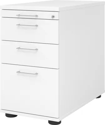 Produktbild von bümö office Standcontainer - mit Hängeregistratur - Nachbildung: Weiß, Griff: Bügelgriff (Metall)