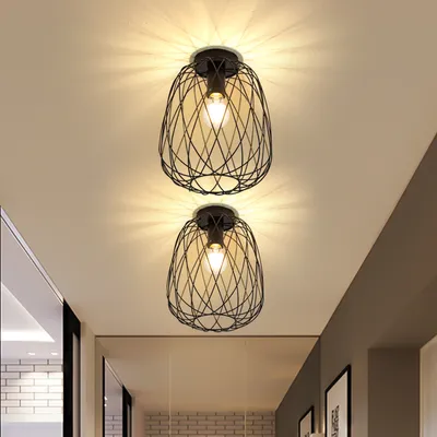 Zdjęcie produktu dla ZMH lampa sufitowa czarna reflektor sufitowy vintage lampa sufitowa 1 płomień E27 uchwyt lampy lampa metalowa sufit jadalnia klatka lampa pojedyncza do salonu kuchnia sypialnia korytarz Max.40W Ø 20cm