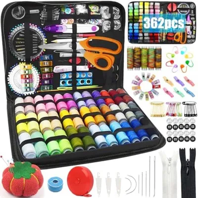 Produktbild von PolkaHome® 362-teiliges Premium Nähset – Komplettes DIY Nähzubehör mit 41 Garnrollen, Schere & Nadeln – Tragbare Nähbox für Zuhause und