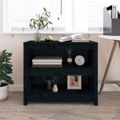Zdjęcie produktu dla vidaXL Półka na książki czarna 80x35x68 cm z litego drewna sosnowego - Półka na książki - Regał na książki - Regał na książki z drewna
