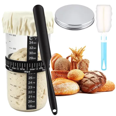 Productafbeelding van Zuurdeeg Starterset met Gistglas en Accessoires, Perfect voor Broodbakken