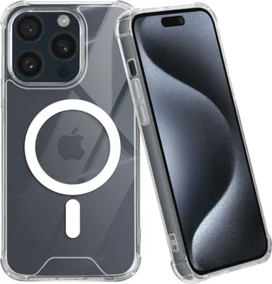 Zdjęcie produktu dla Avizar, etui ochronne MagSafe do iPhone 15 Pro z silikonowymi narożnikami, przezroczyste