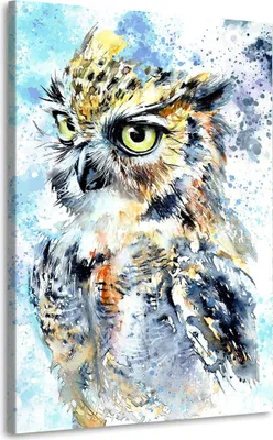 Produktbild von Wandbild Leinwandbild Eule Watercolor Style: 100x150x4cm