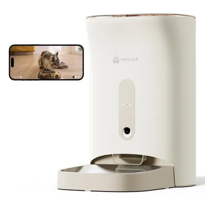 Produktbild von Amicura Futterautomat F1 Pro 4.5L 2.4/5GWiFi APP-Steuerung, Duale Stromversorgung, 10 Mahlzeiten/Tag, Frischhaltungstechnik, Anti-Blockade-System