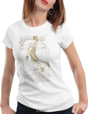 Produktbild von style3 Vitruvianischer Basketballspieler Damen T-Shirt ballsport da vinci mensch, Farbe:Weiß, Größe:M