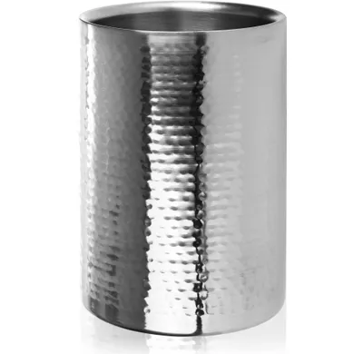 Produktbild von com-four® Flaschenkühler - Sektkühler - Eiswürfelkühler aus Edelstahl, Weinkühler - Eiswürfelkübel doppelwandig - Hammerschlag-Design