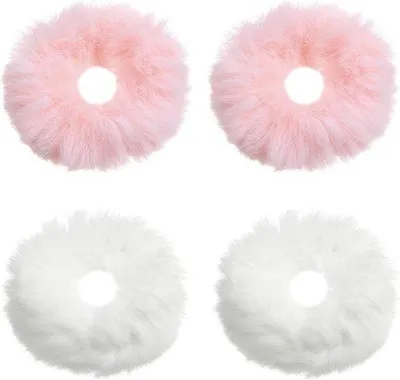 Produktbild von Vier Stücke Faux-Baumwoll-Scrunchies, weibliche Faux-Baumwoll-Scrunchies, weibliche Kopfbedeckungen, Kopfbedeckungen für Frauen