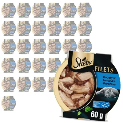 Produktbild von Sheba Filets 32x60g Nassfutter für Katzen mit Huhn und Thunfisch in Sauce