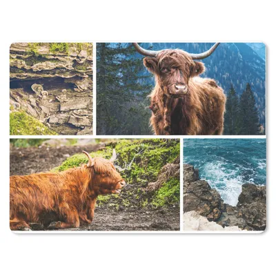 Produktbild von MuchoWow® Mauspad Mousepad Schottische Highlander - Collage - Landschaft 23x19 cm - Mousepads - Maus Mat - Pad - Mausunterlage - Schreibtischunterlage - Mauspad