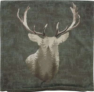 Produktbild von Kissenhülle Waldhirsch 45x45cm grün Samt Optik