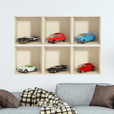 Produktbild von 6er-Pack 3D-Aufkleber, Auto-Kollektion, 60 x 90 cm