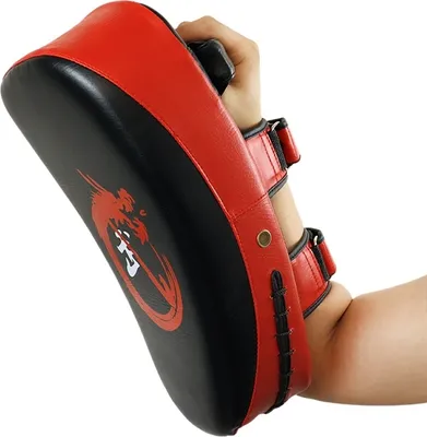 Produktbild von 1x Pratzen Boxen, Handpratzen, Muay Thai Rex Leder Gebogene Pratzen Kickboxen, Boxing Pads, Focus Boxhandschuhe (Rot)