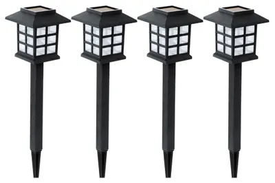 Produktbild von 4er Set LED Solarleuchten, schwarz, Laterne, Höhe 38 cm