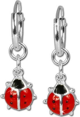 Produktbild von Teenie-Weenie Creolen für Kinder Silber rot Marienkäfer Ohrringe 13mm SDO073