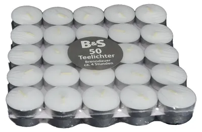 Produktbild von 50 Teelichter | H 1,7 x Ø 3,7 cm | weiß | 4 Stunden
