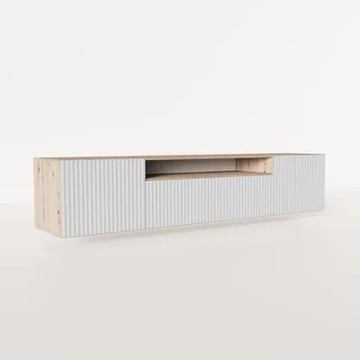 Produktbild von MEBLINI TV-Schrank 200cm Lang - Fernsehschrank - TV Lowboard Industrial - Unterschrank für Fernseher - TV-Unterschrank - TV-Schrank - Hängeschrank - NOEMI - 200x41x40cm - Artisan Eiche/Weiß Matt