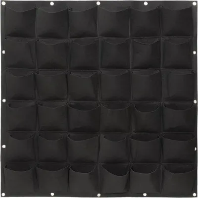Produktbild von Vertikale Pflanzenwand mit 36 Fächern - Wandpflanzkasten für Balkon und Garten - 100x100 cm - Schwarz
