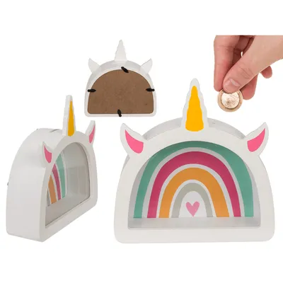 Produktbild von OOTB Holz-Spardose Regenbogen-Einhorn