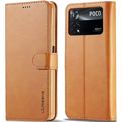 Obrázek produktu pro Pouzdro pro Xiaomi Poco X4 Pro 5G, kožené flipové pouzdro s magnetickým uzávěrem a stojánkem, ochranné pouzdro Žluť
