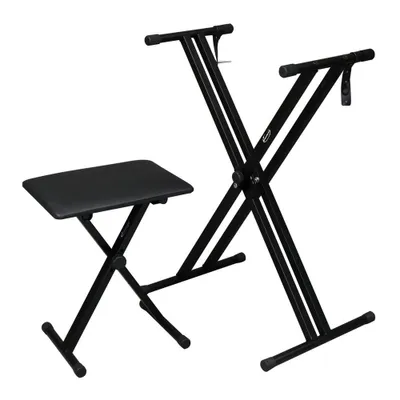 Immagine prodotto di FCH Supporto per tastiera con sgabello per tastiera Set pieghevole per tastiera regolabile in altezza Panca per pianoforte Sgabello per pianoforte Supporto per tastiera