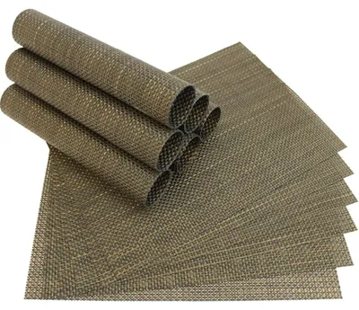 Immagine prodotto di Tovaglietta ELEGANCE Tovagliette antracite nero / oro di alta qualità a trama larga set di 12 tovagliette in plastica 45x30 cm