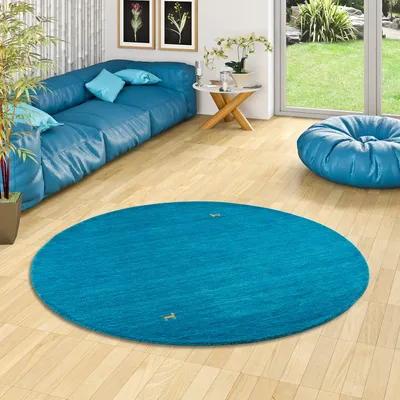 Produktbild von Natur Teppich Indo Nepal Gabbeh Shiva Türkis Rund, Größe:200 cm Rund