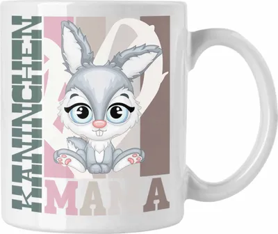Produktbild von Trendation - Kaninchen Mama Tasse Geschenk für Hasen Besitzerin Spruch Geschenkidee (Weiß)
