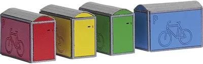 Productafbeelding van Fietsboxen Bouwpakket - Hobby Garage - Landschap Inrichting - Lasergesneden Materiaal - 4 Stuks - Kleurrijk