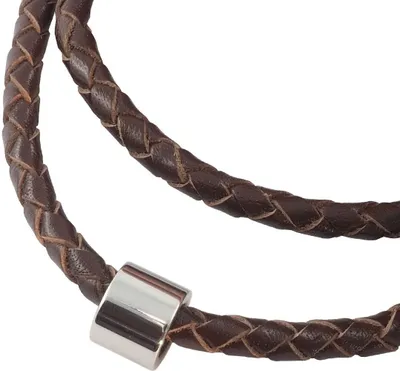 Produktbild von Lederkette geflochten Leder-Band Halskette mit Anhänger Damen Kette 4 mm Braun, Länge:55 Zentimeter