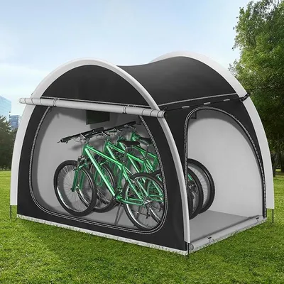 Produktbild von Fahrradzelt Fahrradgarage für 3-4 Fahrräder, 210x150x165cm Fahrradschuppen Wetterfest, 210D Oxford Wasserdichte Fahrradplane Gerätehaus Gartenschuppen