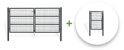 Produktbild von Zauntor 2 flügelig 3m RAZO H.140cm + Zauntür 1m RAZO H.140cm grau
