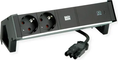 Image de BACHMANN DESK2 ALU BLACK 2xprotective USBC, USB Charger 60W 0,2m GST18