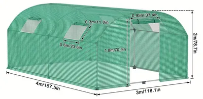 Immagine prodotto di Serra da giardino - Serra per ortaggi - Serra per coltivazioni - Serra - Dimensioni: 3 x 4 x 2 metri - Struttura in acciaio zincato