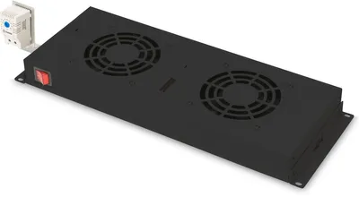 Produktbild von Digitus Lüftereinheit zur variablen 483 mm (19")-Installation, Lüftertafel, Eingebauter Ventilator, 276 m³/h, Schwarz, 9 Stück(e), 5,2 kg