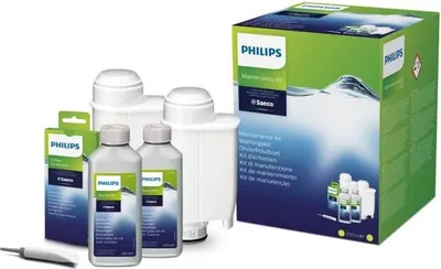 Obrázek produktu pro Philips Stejné jako CA6706/00 sada pro údržbu, Sada na údržbu, Vícebarevný, 2 Espresso Decalcifier bottles, 2 BRITA INTENZA+ Water filter cartridges, 6x Coffee Oil Remover,..., 900 g
