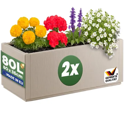 Productafbeelding van CASARIA® Buitenplanter Ethica, plastic, 2 stuks van 80 liter, 80x36x35 cm
