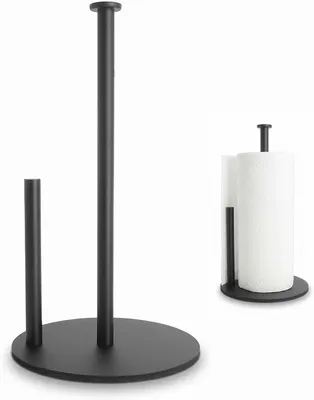 Produktbild von Küchenrollenhalter aus Edelstahl, schwarz, stehend, für Standard-Küchenrollen, für die Küche