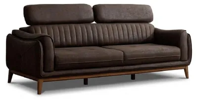 Produktbild von Polstergarnitur 3-Sitzer sofa Leder Braun Modern Kissen Akzent Sessel