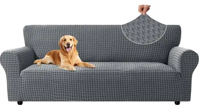 Produktbild von Sofa Überzug 3 Sitzer Hellgrau 185-215cm Waschbar Kratzfest Rutschfest