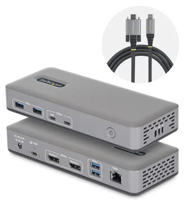 Image de StarTech.com 201UE-USBC-DOCK, Câble, USB 3.2 Gen 2 (3.1 Gen 2) Type-C, 100 W, 10,100,1000 Mbit/s, Gris, 10 Gbit/s