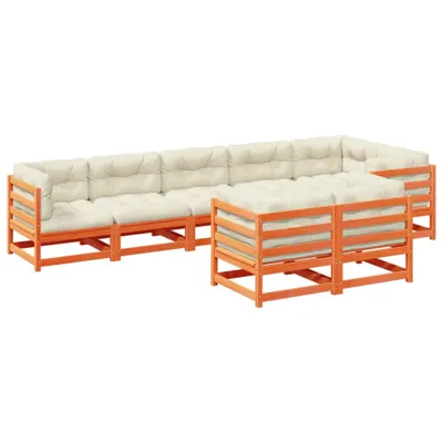 Produktbild von Möbel 8-tlg. Garten-Sofagarnitur mit Kissen Wachsbraun Kiefernholz - Gartenmöbelset 3299505
