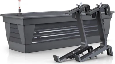 Produktbild von Plastard Blumenkasten 100 cm Anthrazit mit Hydroeinsatz, Wasserstandsanzeiger und Halterung