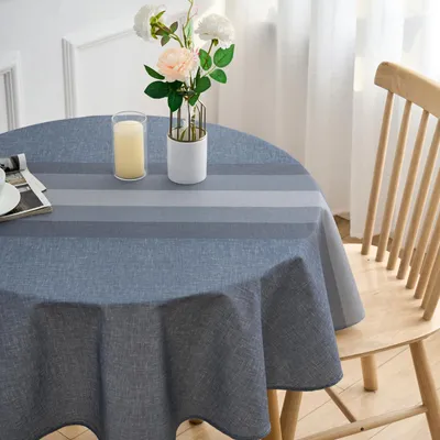 Runde Tischdecke, Leinenlook, 140 cm, wasserabweisend, abwaschbar