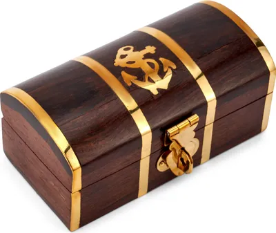 Produktbild von 10x5x4,5cm Schatztruhe natur Holz mit Messing verziert Schatzkiste verschließbar